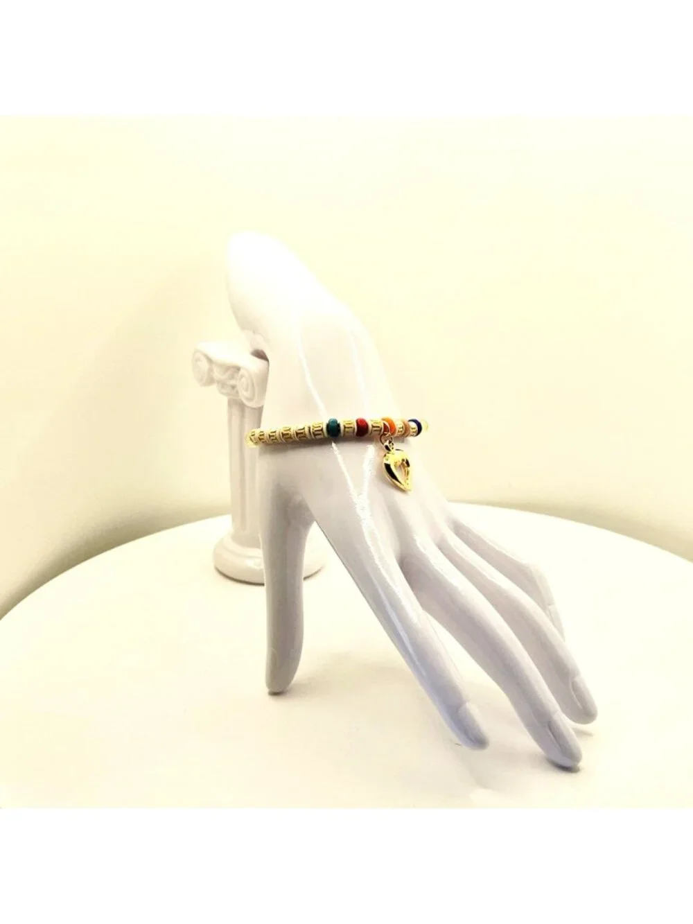Boho Heart Bracelet, Colorful Beaded Stretch Bracelet, Minimalist Heart Charm